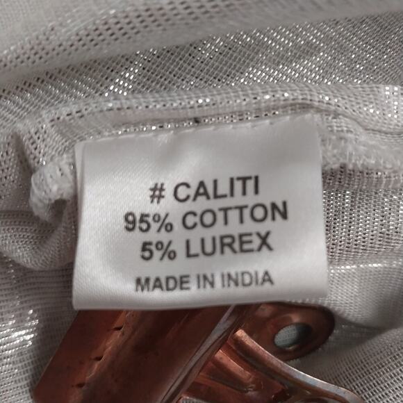 NWOT! DIAB'LESS! SHEER SILVER METALLIC BOHO CHIC PEASANT TOP, BLOUSE! SZ S - Picture 8 of 9